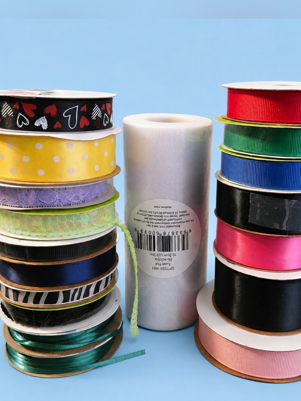 Decorative Ribbon Assortment - Multicolor Satin & Grosgrain Ribbons